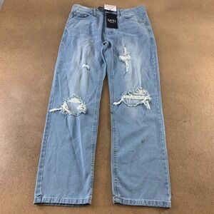 Boohoo Man Size 30 Relaxed Fit Light Wash Distressed Busted Knee Jeans NWT *Flaw